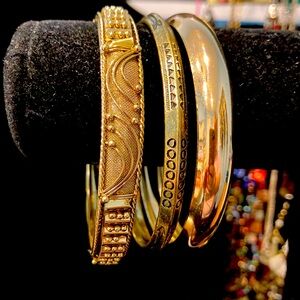 Gold Tone Bracelet Bundle Bangles set of 3